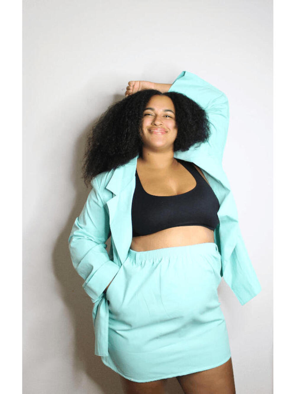 VTG Seafoam Co-Ord Set - Mini Skirt Blazer - 20